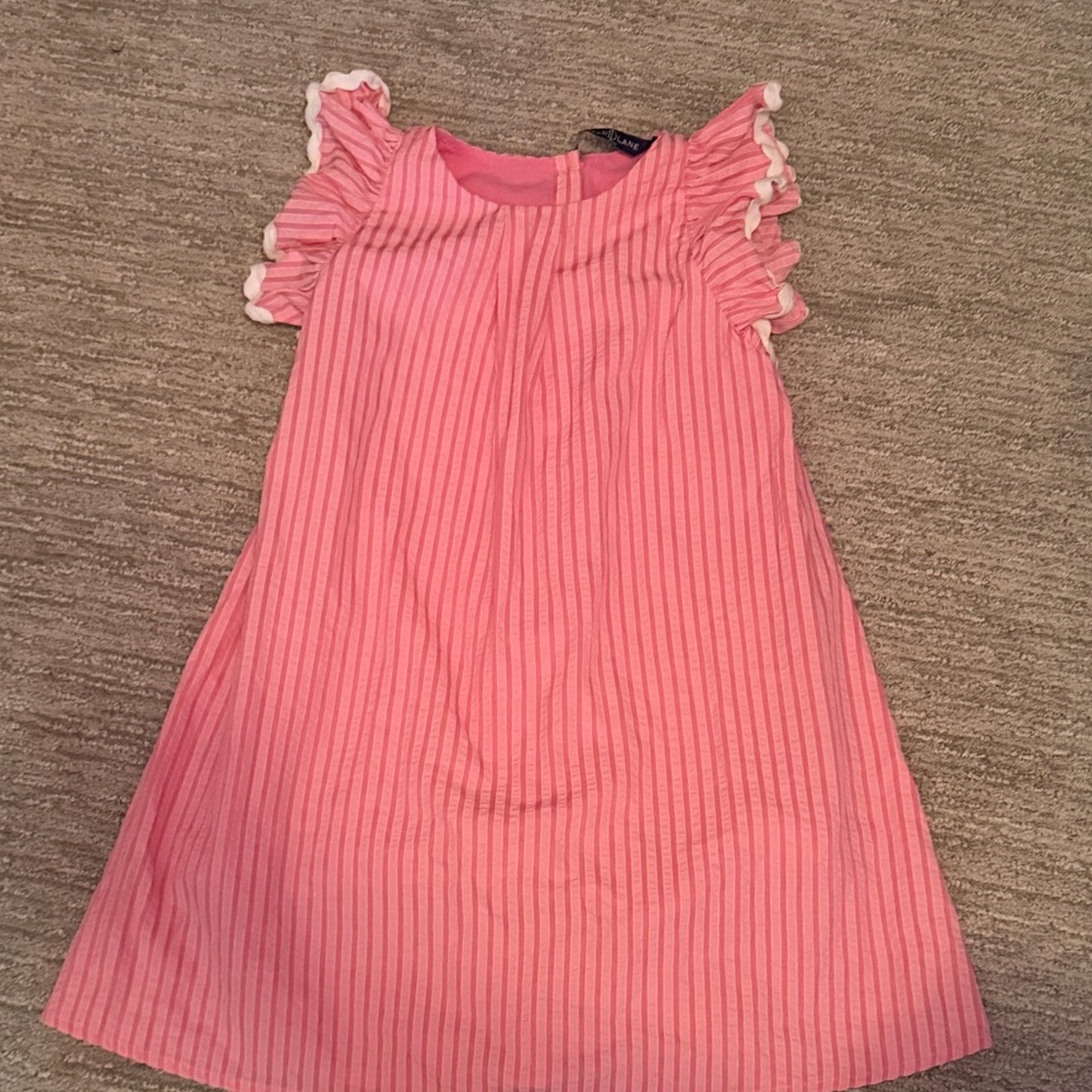 Duffield Lane Pink Striped Ruffle Sleeve Dress